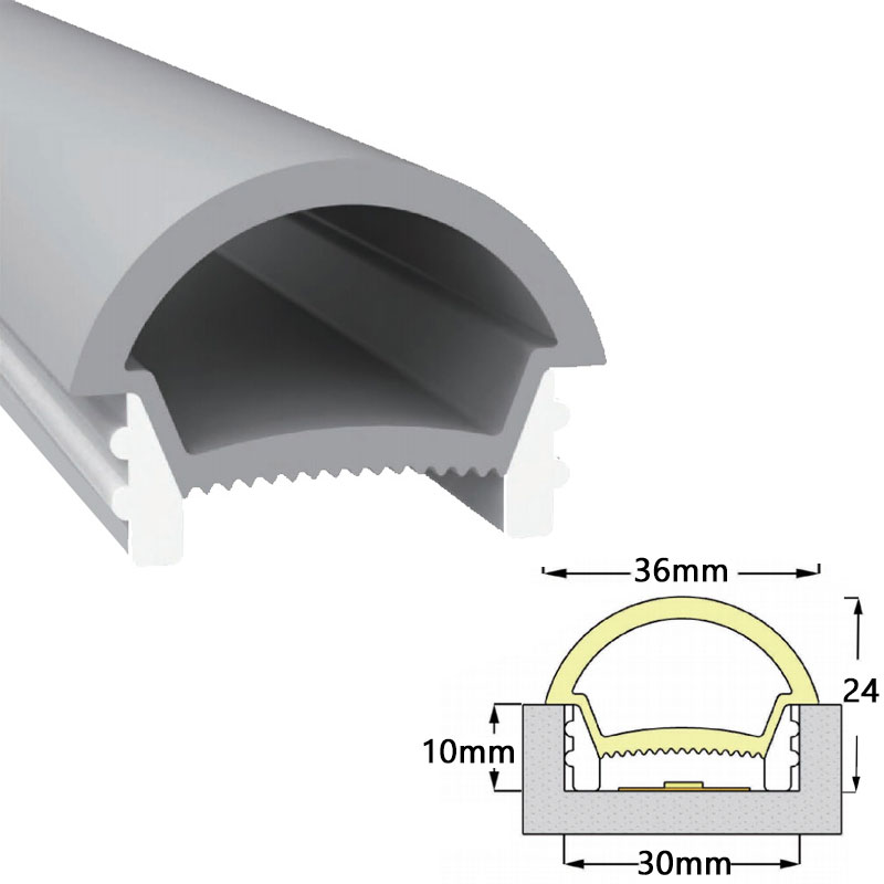 30x24mm Dome Top White Silicone Tubing No Bottom For 20mm LED Strip Lighting